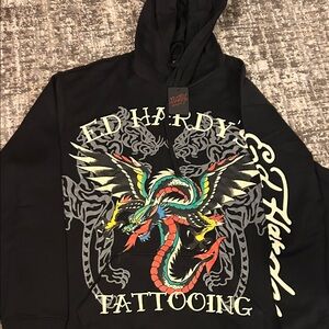 Ed Hardy Black and Multicolor Dragon Sweater